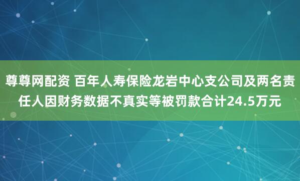 尊尊网配资 百年人寿保险龙岩中心支公司及两名责任人因财务数据不真实等被罚款合计24.5万元