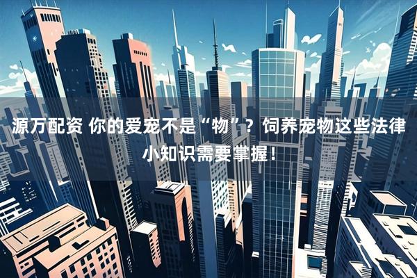 源万配资 你的爱宠不是“物”？饲养宠物这些法律小知识需要掌握！
