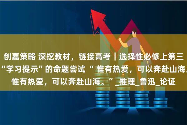 创嘉策略 深挖教材,链接高考|选择性必修上第三单元和第四单元基于“学习提示”的命题尝试 “ 惟有热爱,可以奔赴山海。”_推理_鲁迅_论证